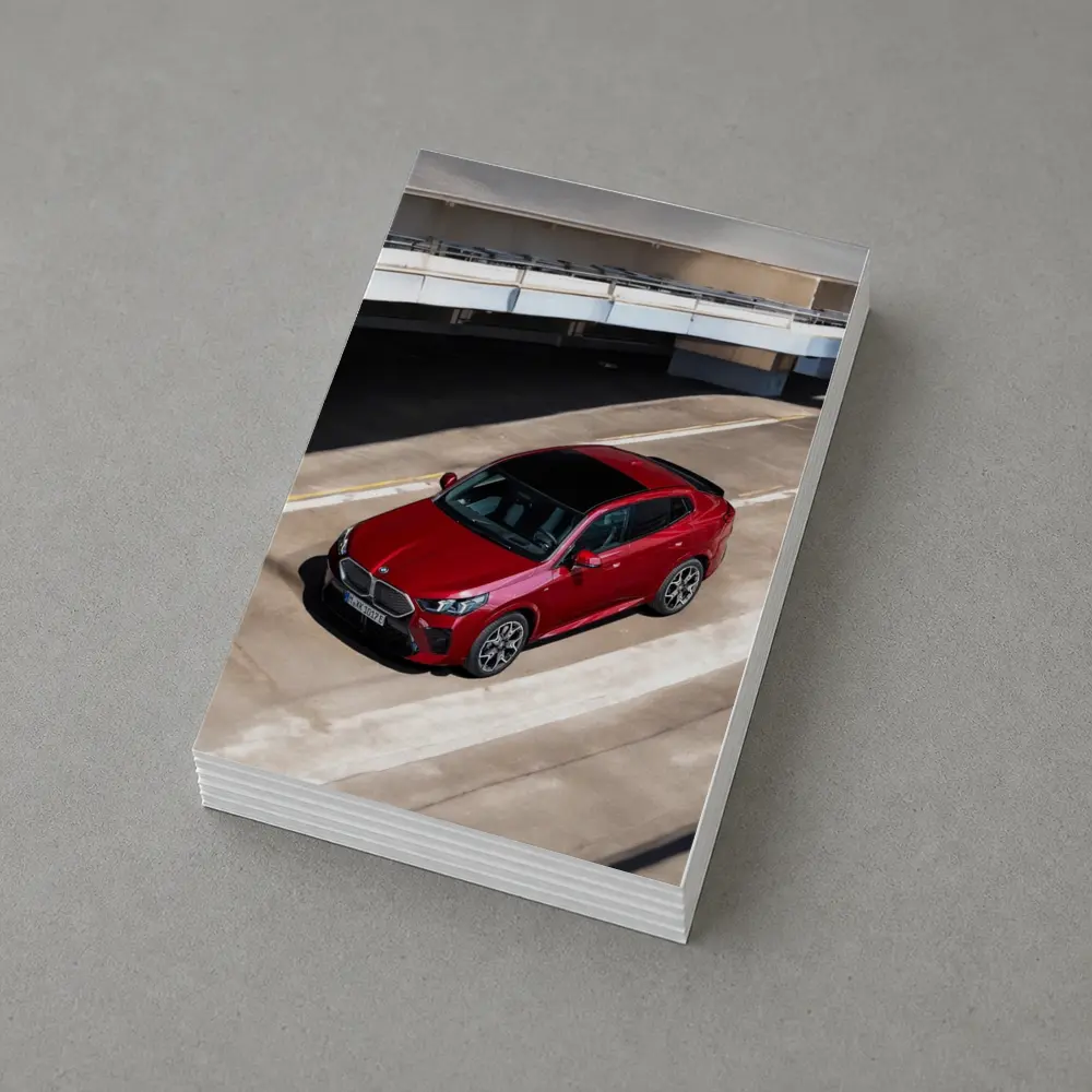 BMW iX2 Red Urban Parking Structure – Postcards