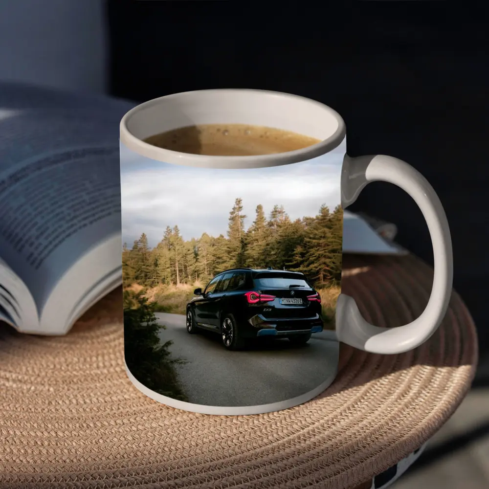 BMW iX3 Black SUV Forest Road – Mugs