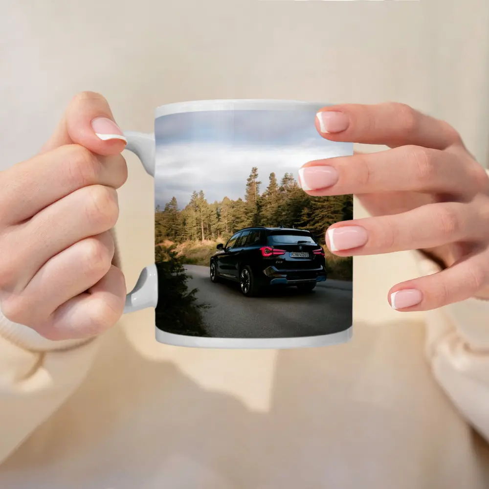 BMW iX3 Black SUV Forest Road – Mugs