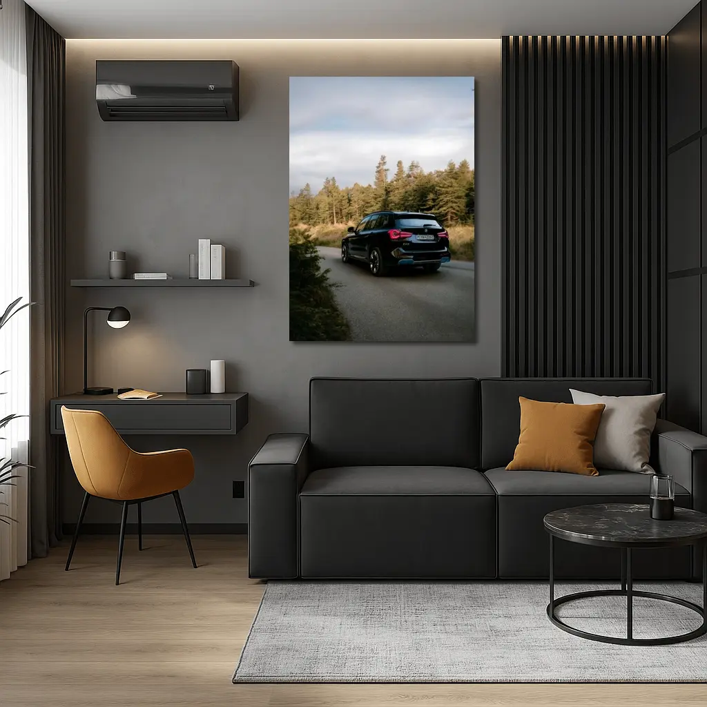 BMW iX3 Black SUV Forest Road – Wall Art