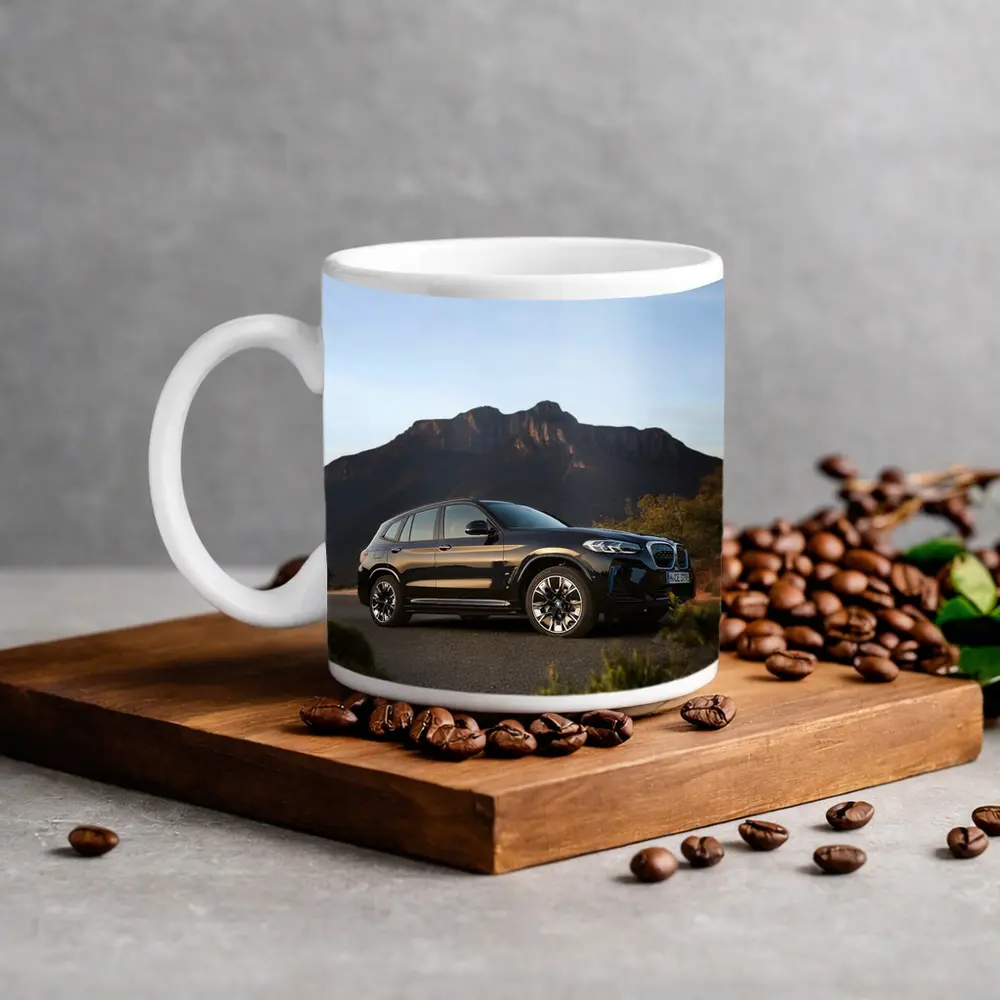 BMW iX3 Black SUV Mountain Backdrop – Mugs