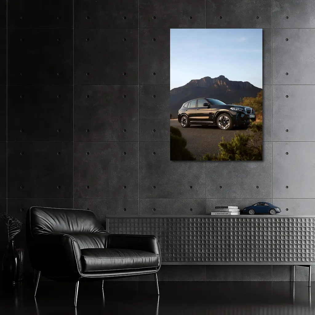 BMW iX3 Black SUV Mountain Backdrop – Wall Art