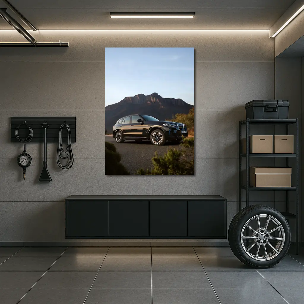 BMW iX3 Black SUV Mountain Backdrop – Wall Art
