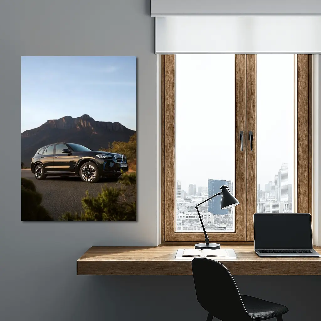BMW iX3 Black SUV Mountain Backdrop – Wall Art