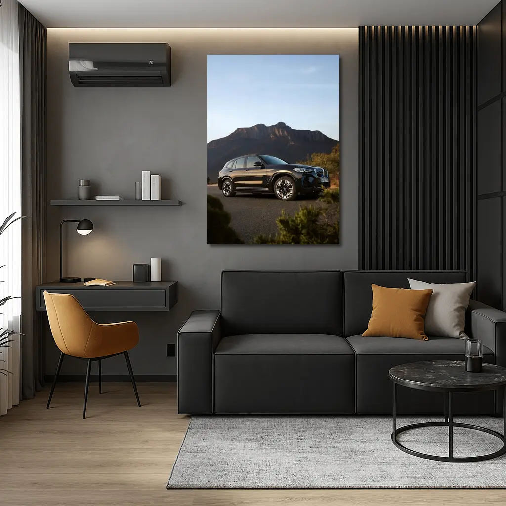 BMW iX3 Black SUV Mountain Backdrop – Wall Art