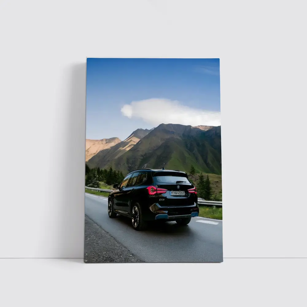 BMW iX3 Black SUV Mountain Road Drive – Wall Art
