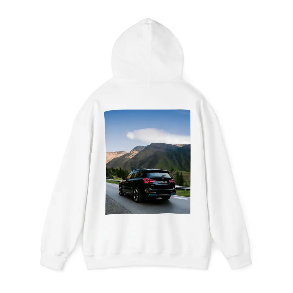 BMW iX3 Black SUV Mountain Road Drive – Hoodies