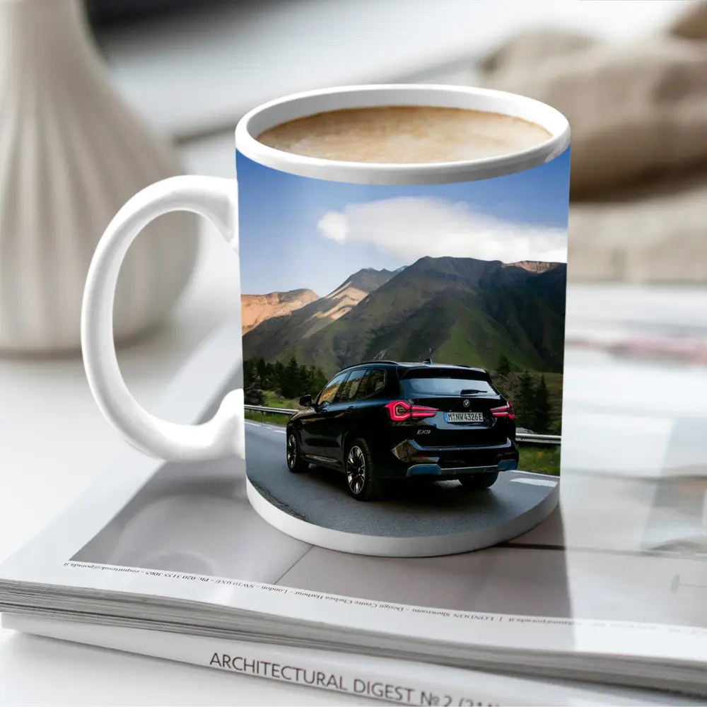 BMW iX3 Black SUV Mountain Road Drive – Mugs