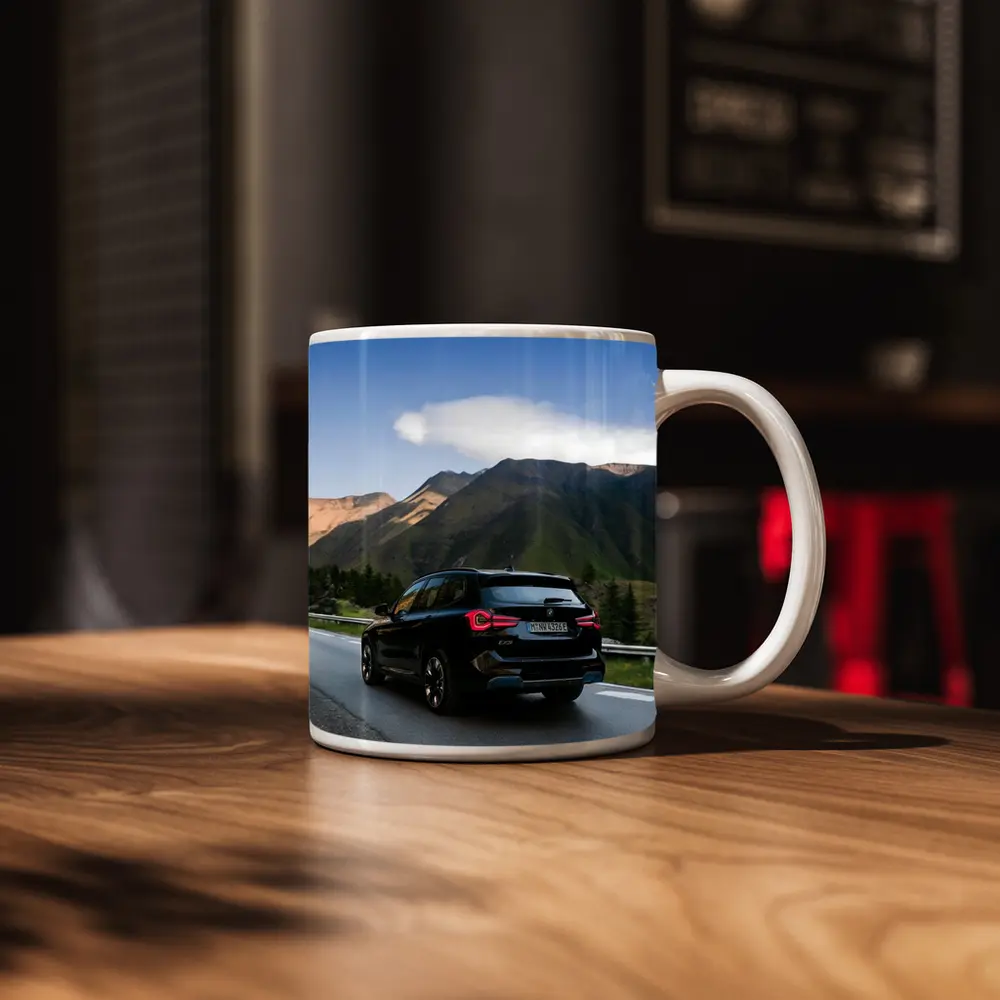 BMW iX3 Black SUV Mountain Road Drive – Mugs