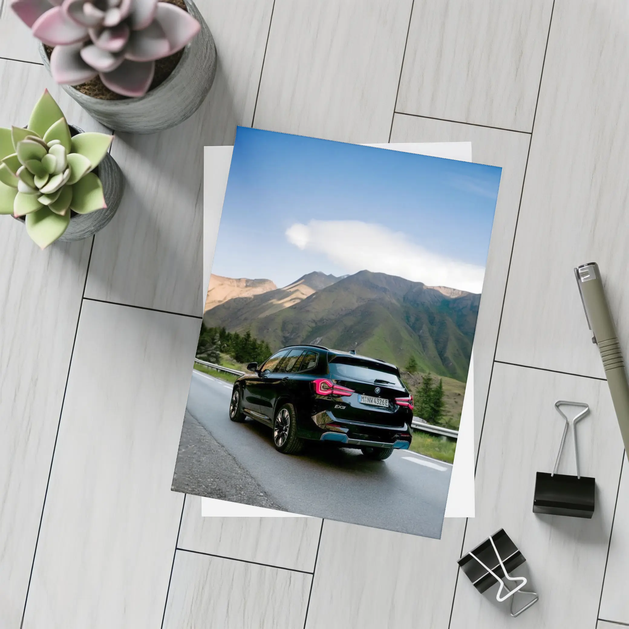 BMW iX3 Black SUV Mountain Road Drive – Postcards