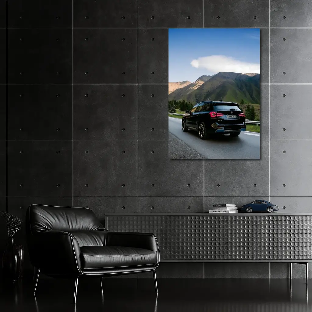 BMW iX3 Black SUV Mountain Road Drive – Wall Art