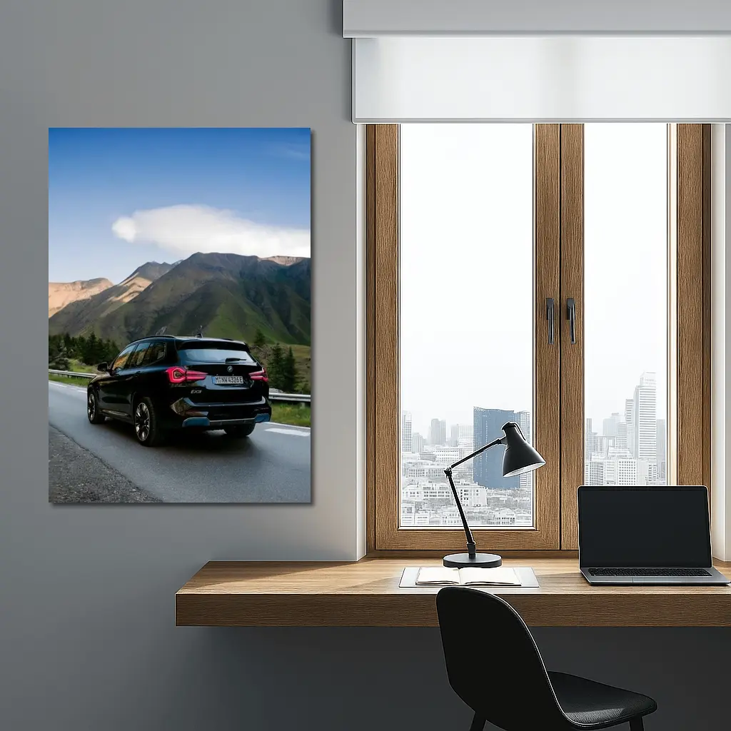 BMW iX3 Black SUV Mountain Road Drive – Wall Art