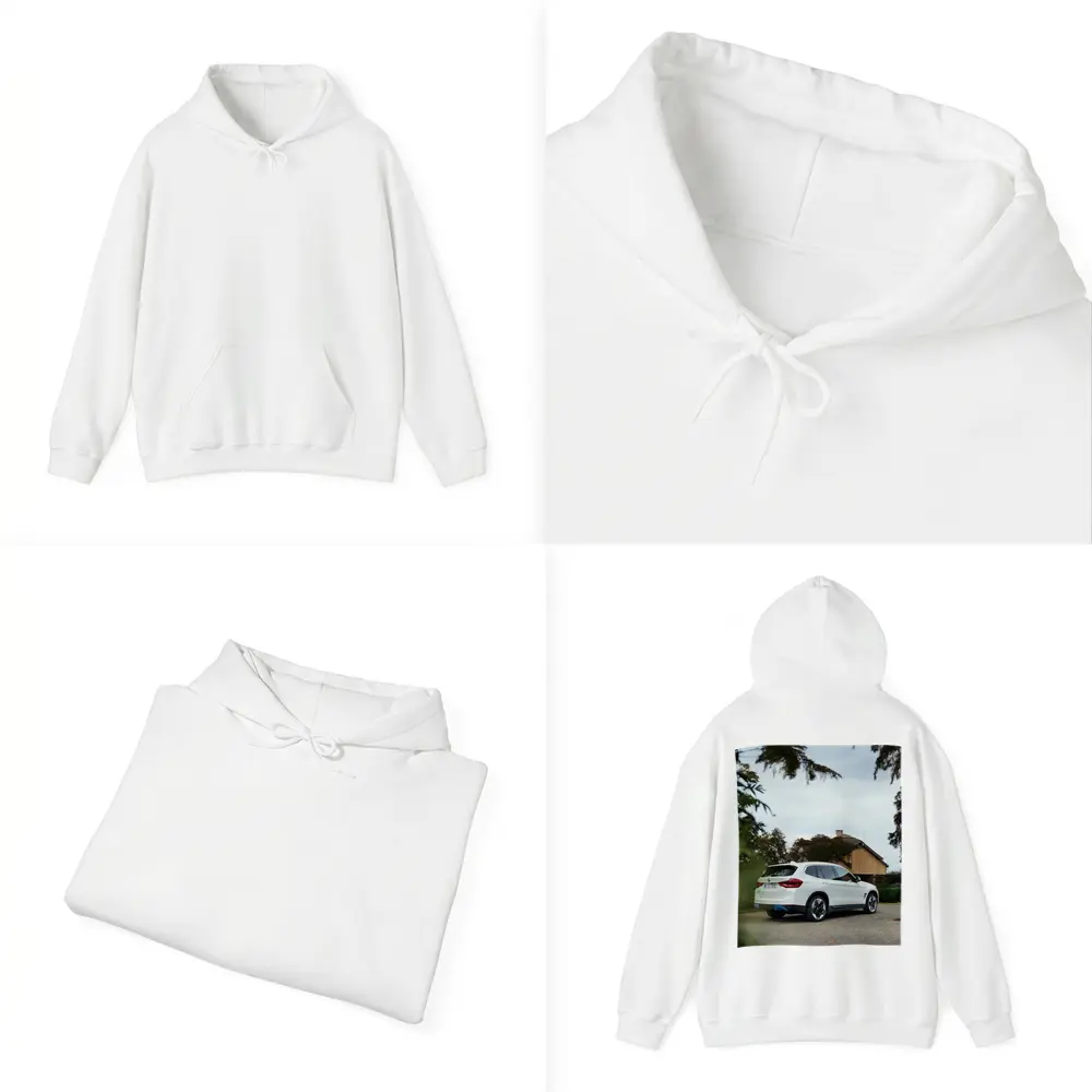 BMW iX3 White SUV Rural Driveway – Hoodies
