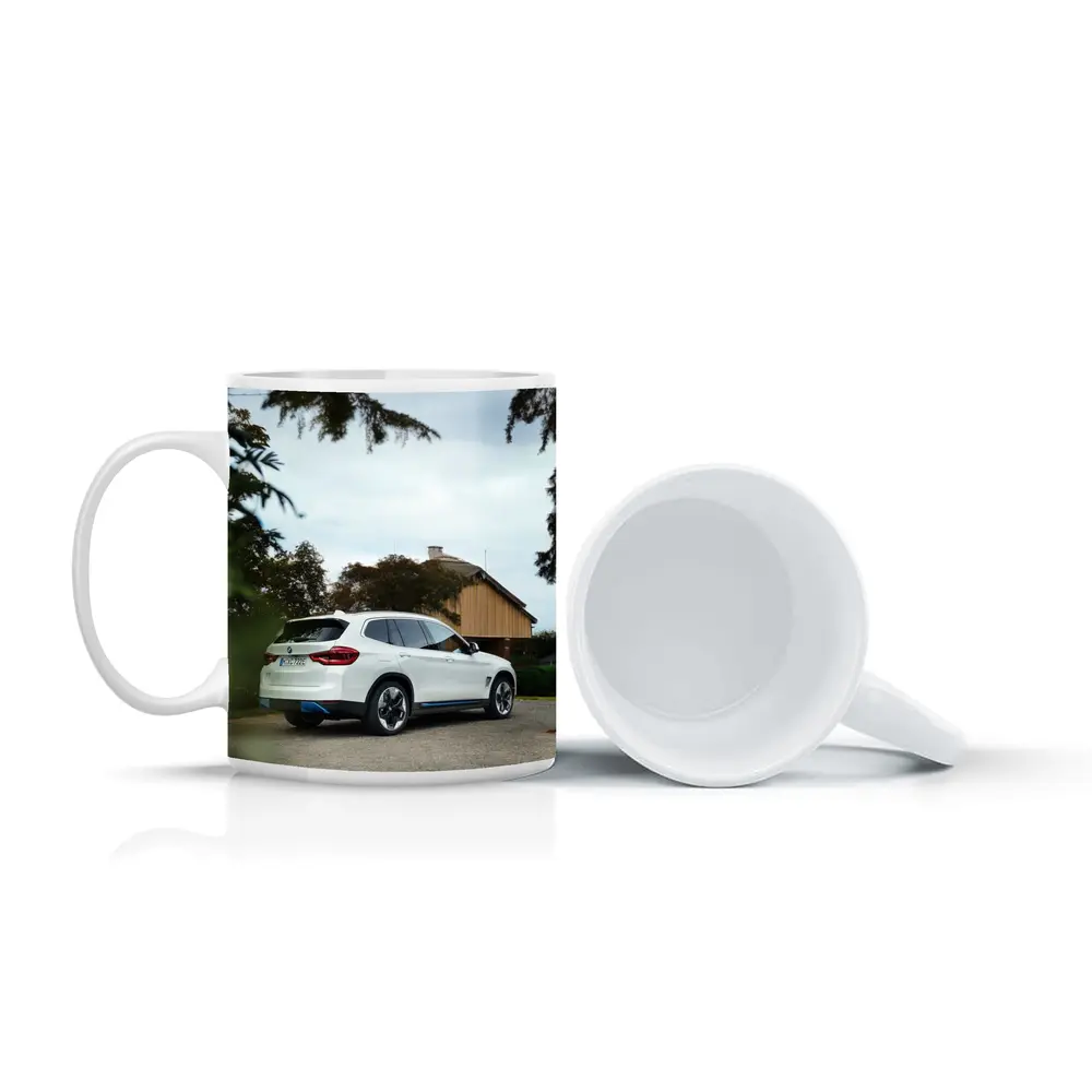BMW iX3 White SUV Rural Driveway – Mugs