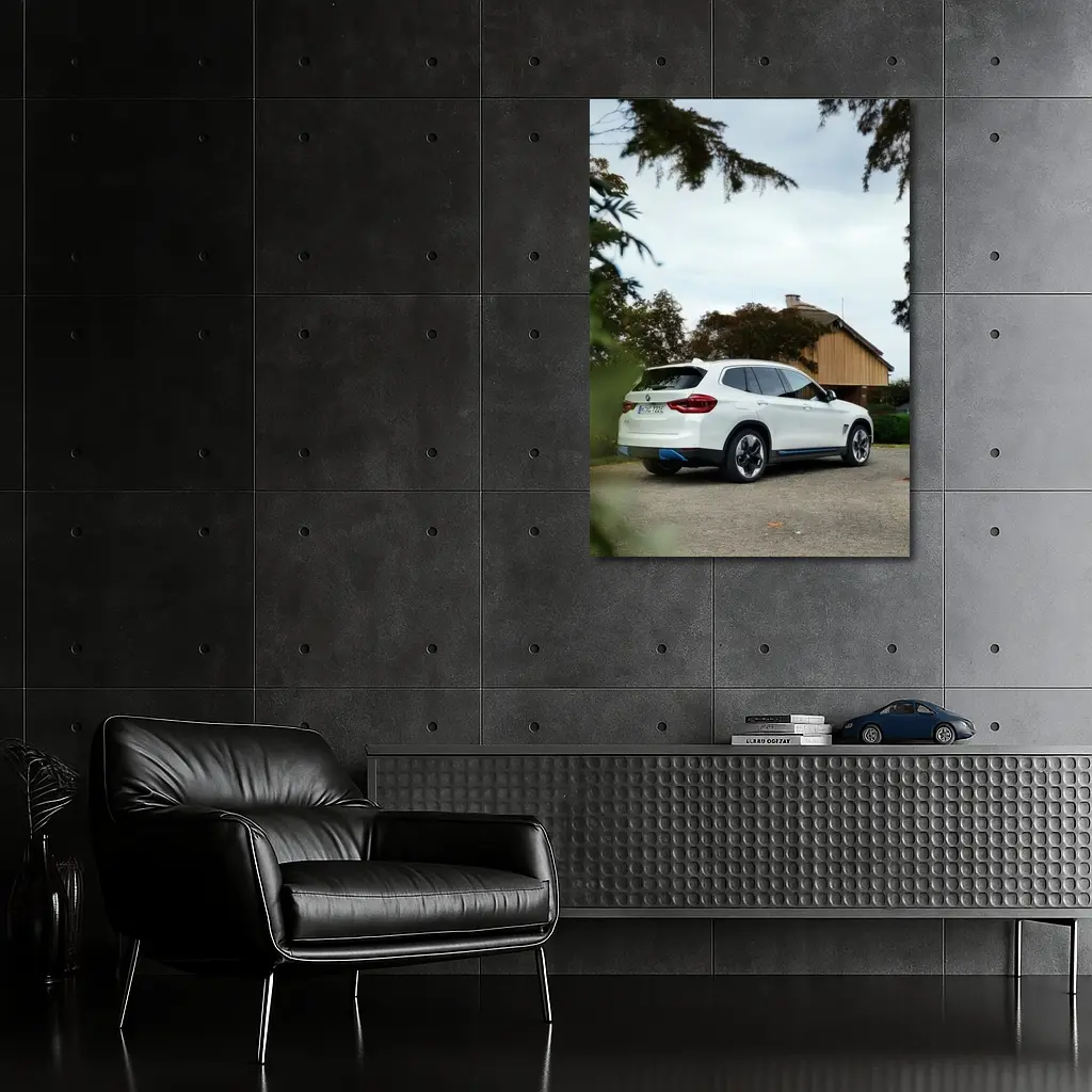 BMW iX3 White SUV Rural Driveway – Wall Art