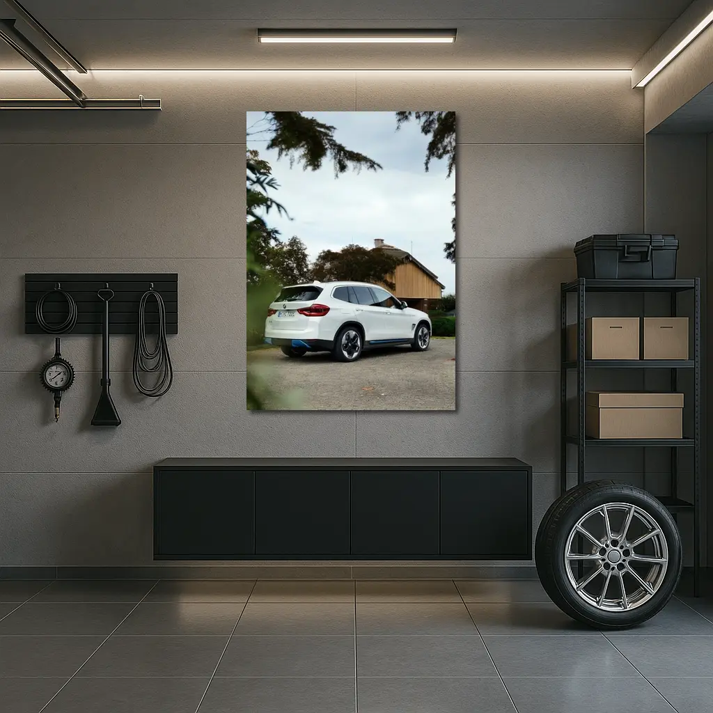 BMW iX3 White SUV Rural Driveway – Wall Art