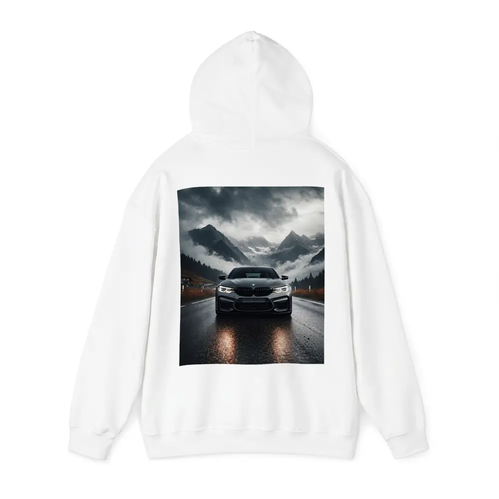 BMW M5 on Rainy Mountain Road – Hoodies