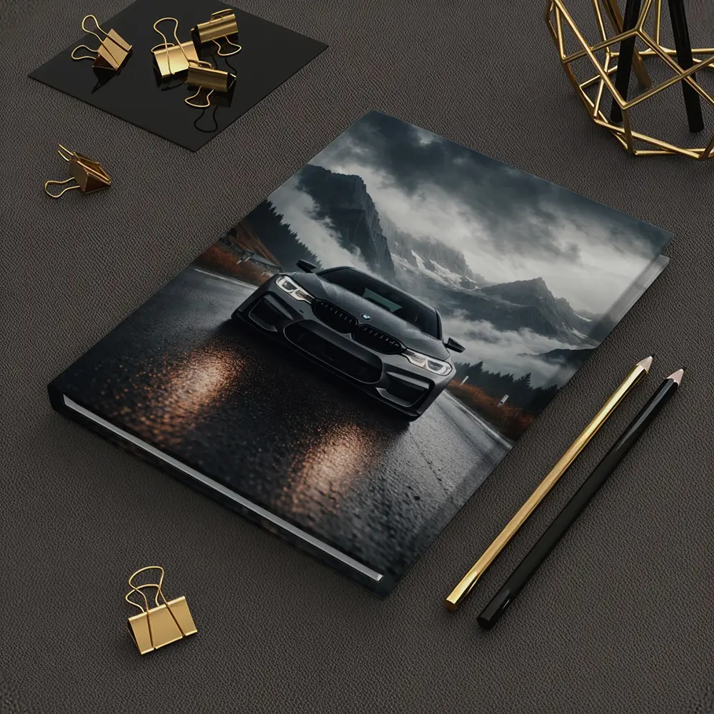BMW M5 on Rainy Mountain Road – Notebooks
