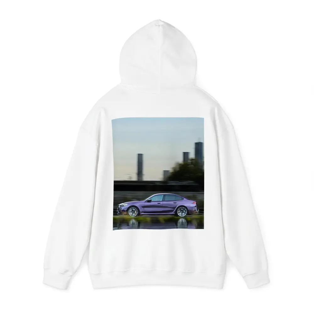 BMW M5 Purple Speeding Through City Streets – Hoodies