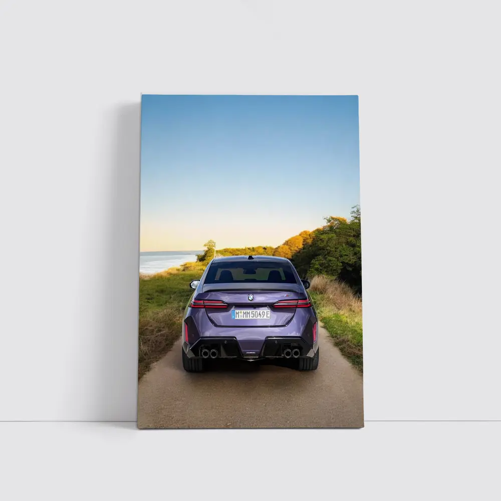 BMW M5 Rear View Coastal Road Sunset – Wall Art