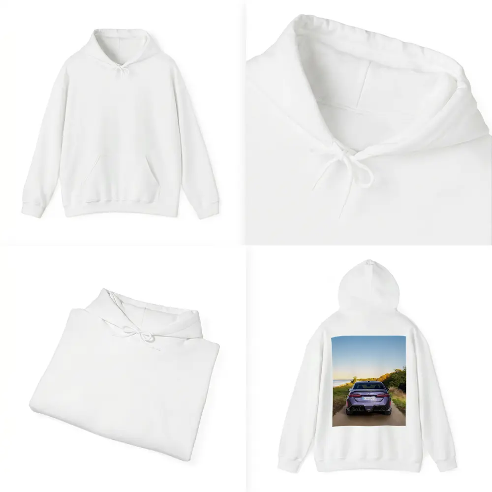 BMW M5 Rear View Coastal Road Sunset – Hoodies