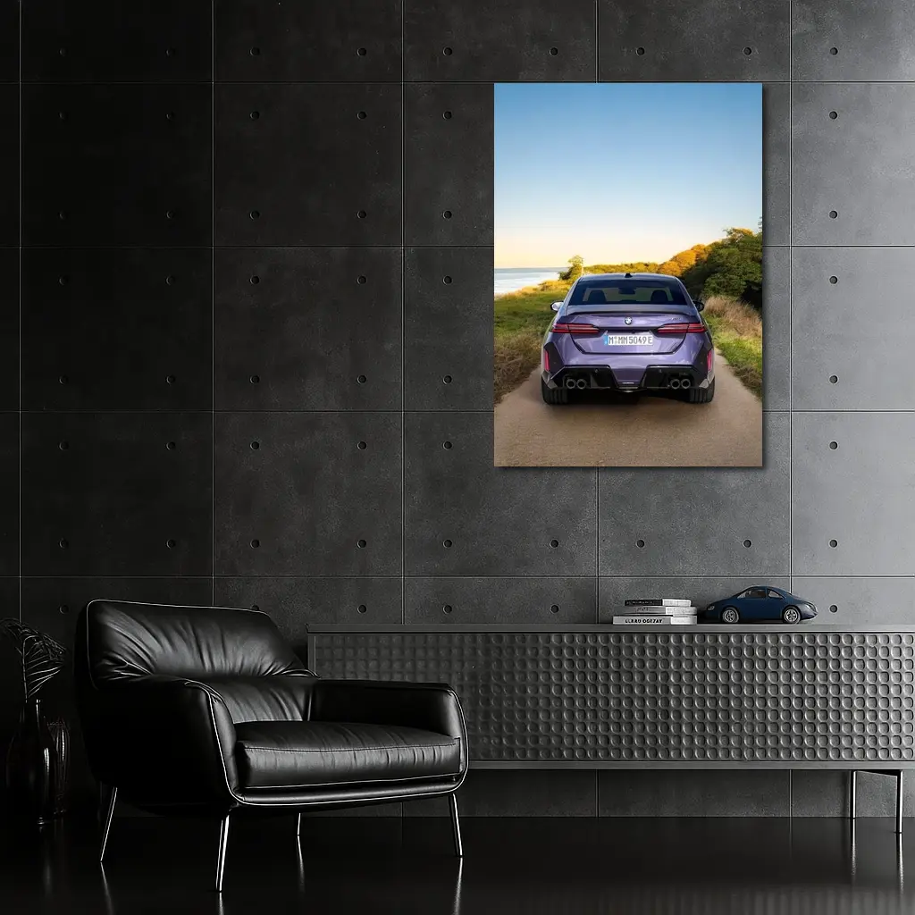 BMW M5 Rear View Coastal Road Sunset – Wall Art