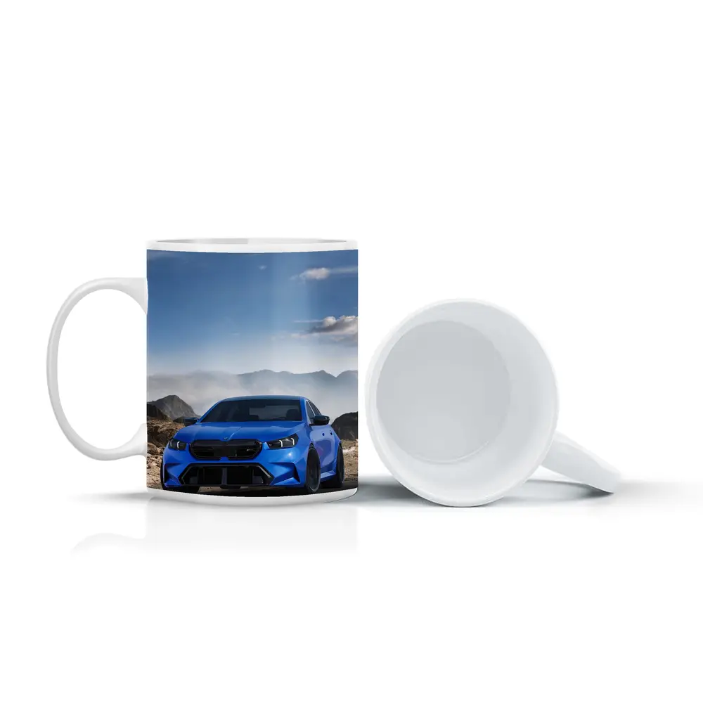 BMW M5 Blue Widebody Mountain Road Art – Mugs