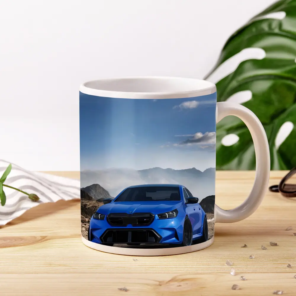 BMW M5 Blue Widebody Mountain Road Art – Mugs