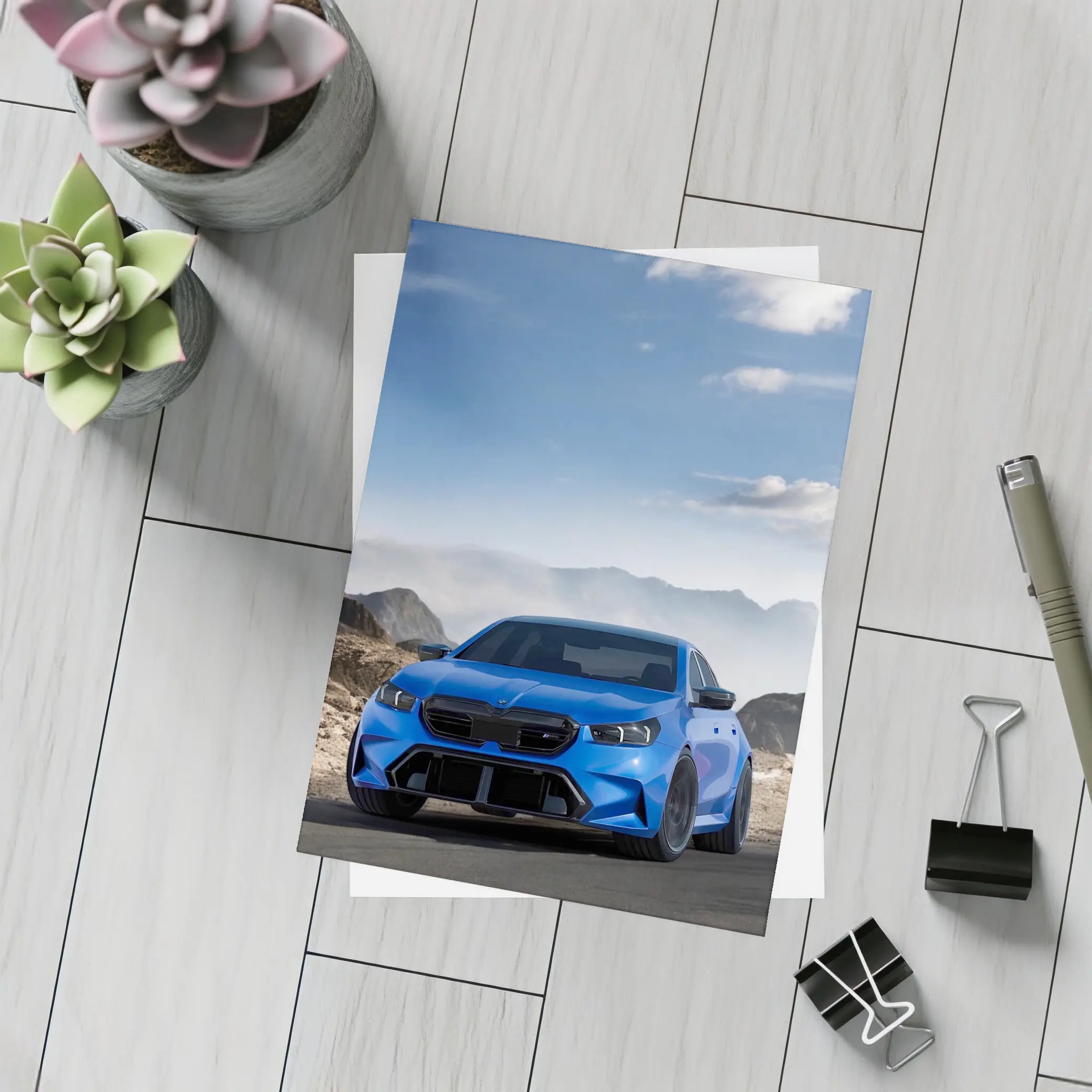 BMW M5 Blue Widebody Mountain Road Art – Postcards