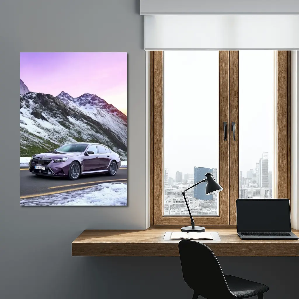 BMW M5 2025 Purple Mountain Alpine Drive – Wall Art
