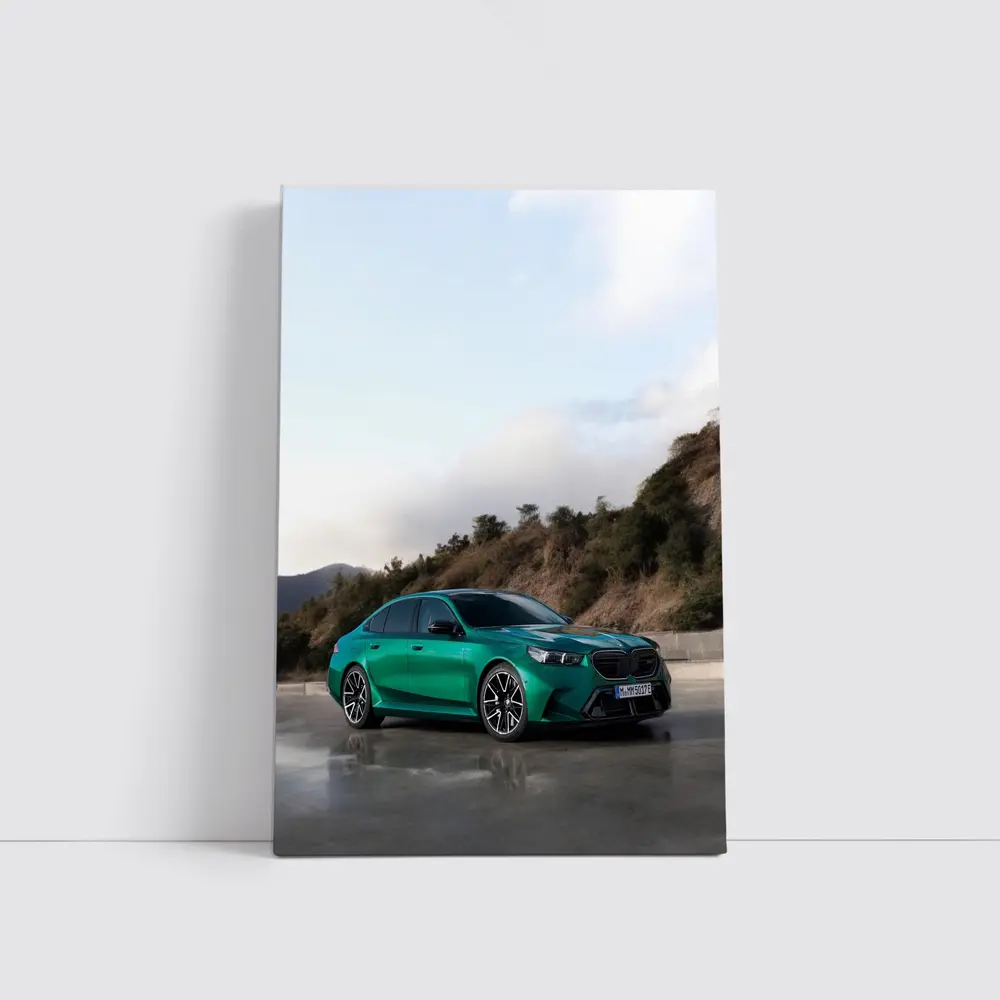 BMW M5 Green Sedan Hillside Setting – Wall Art