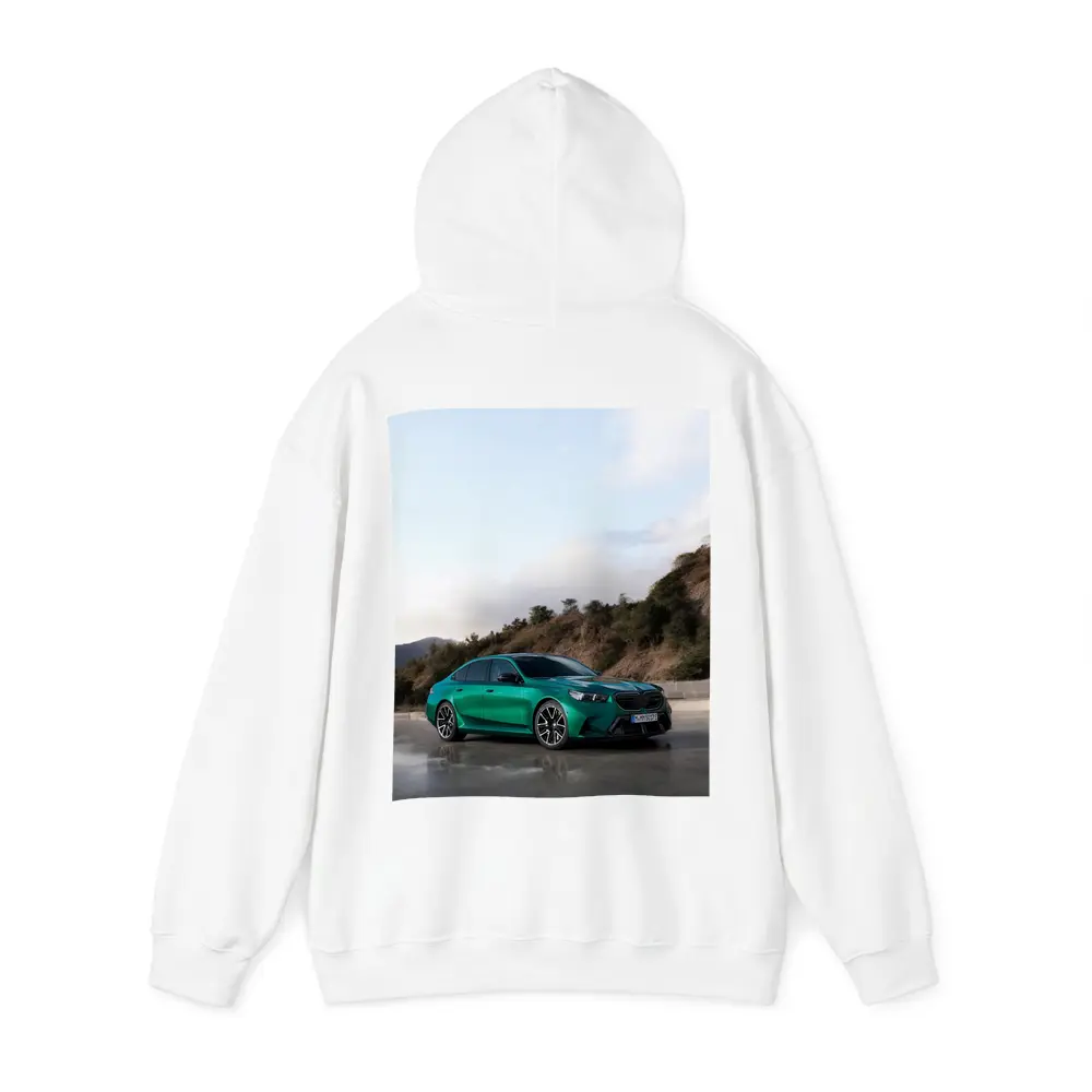BMW M5 Green Sedan Hillside Setting – Hoodies