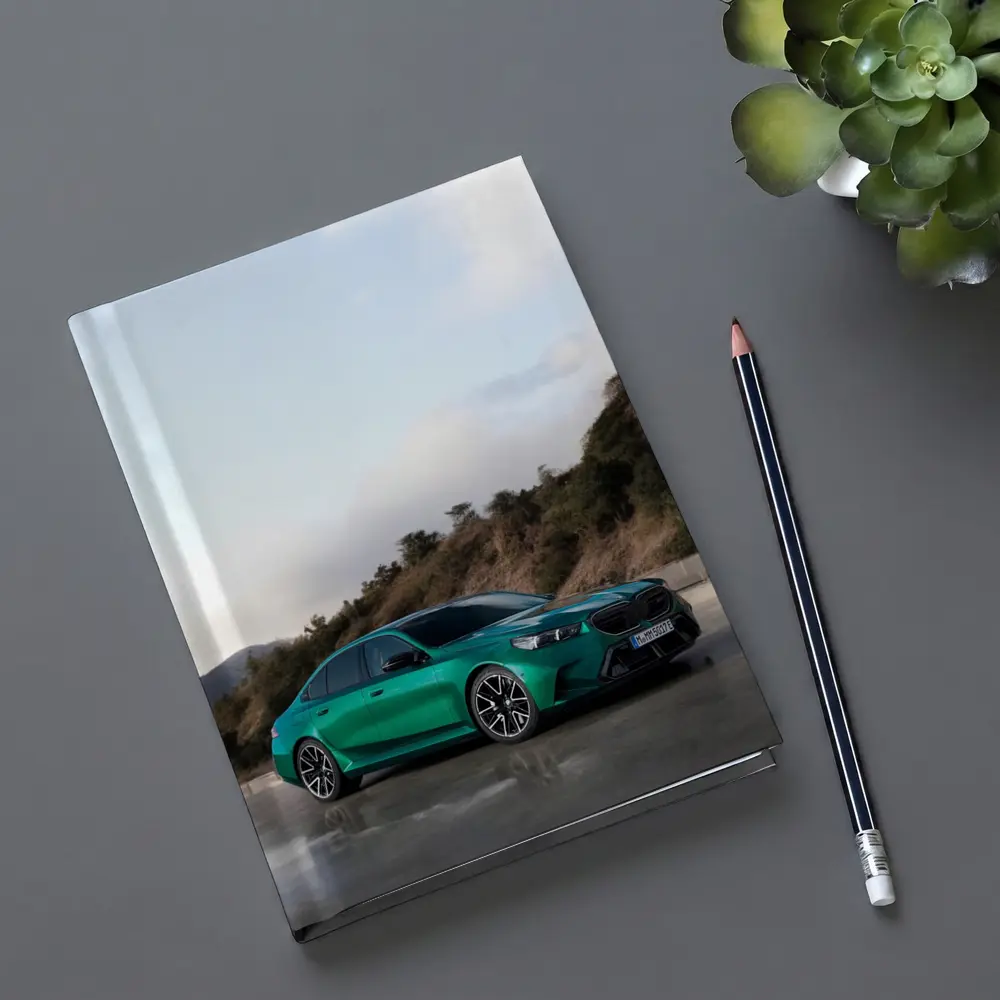 BMW M5 Green Sedan Hillside Setting – Notebooks