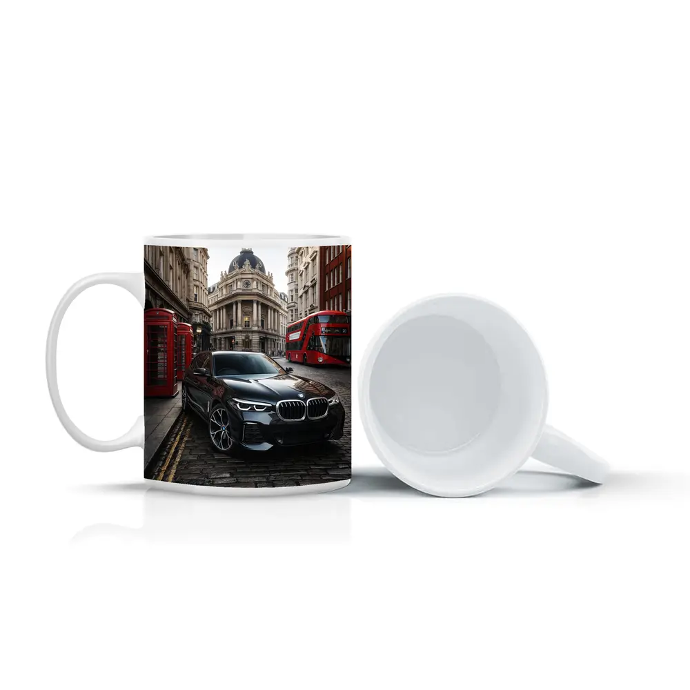 BMW X5 Black on London Cobblestone Street – Mugs