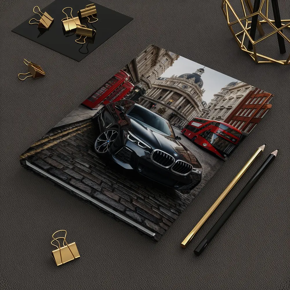 BMW X5 Black on London Cobblestone Street – Notebooks