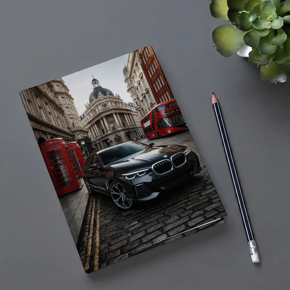 BMW X5 Black on London Cobblestone Street – Notebooks