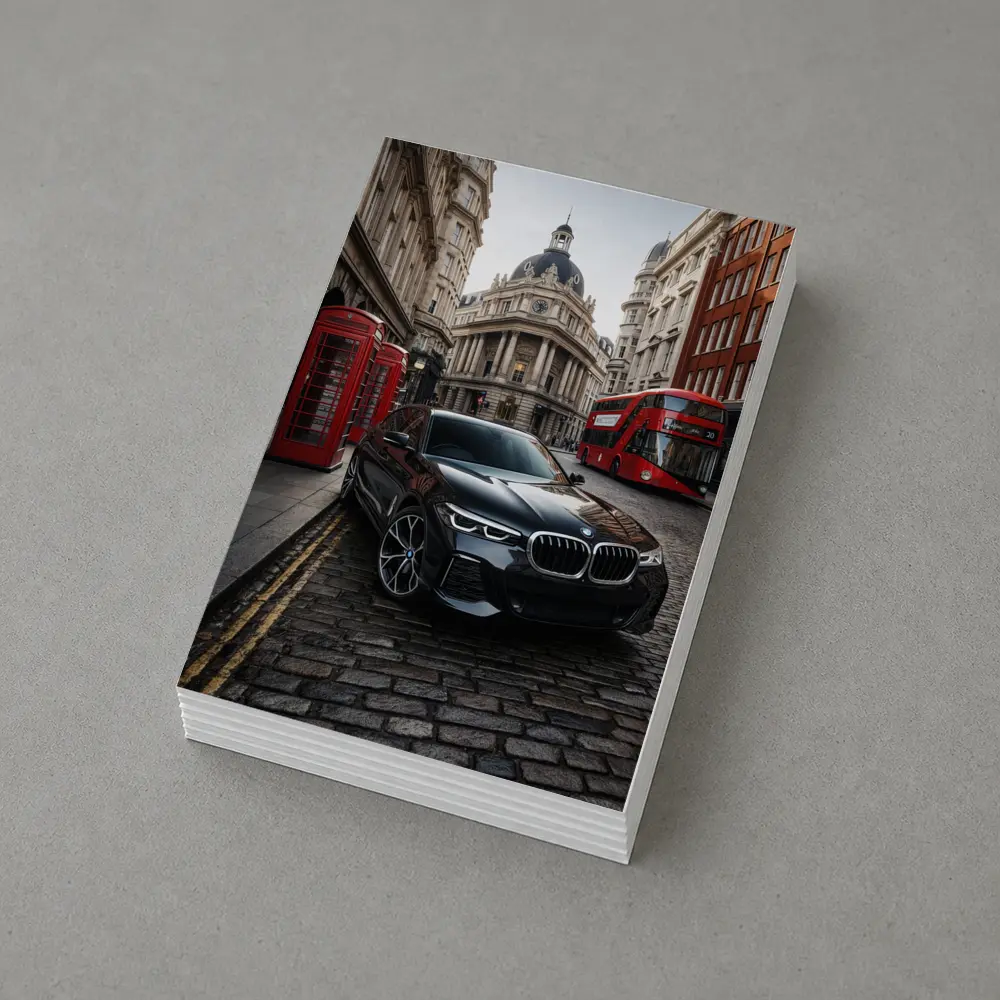 BMW X5 Black on London Cobblestone Street – Postcards