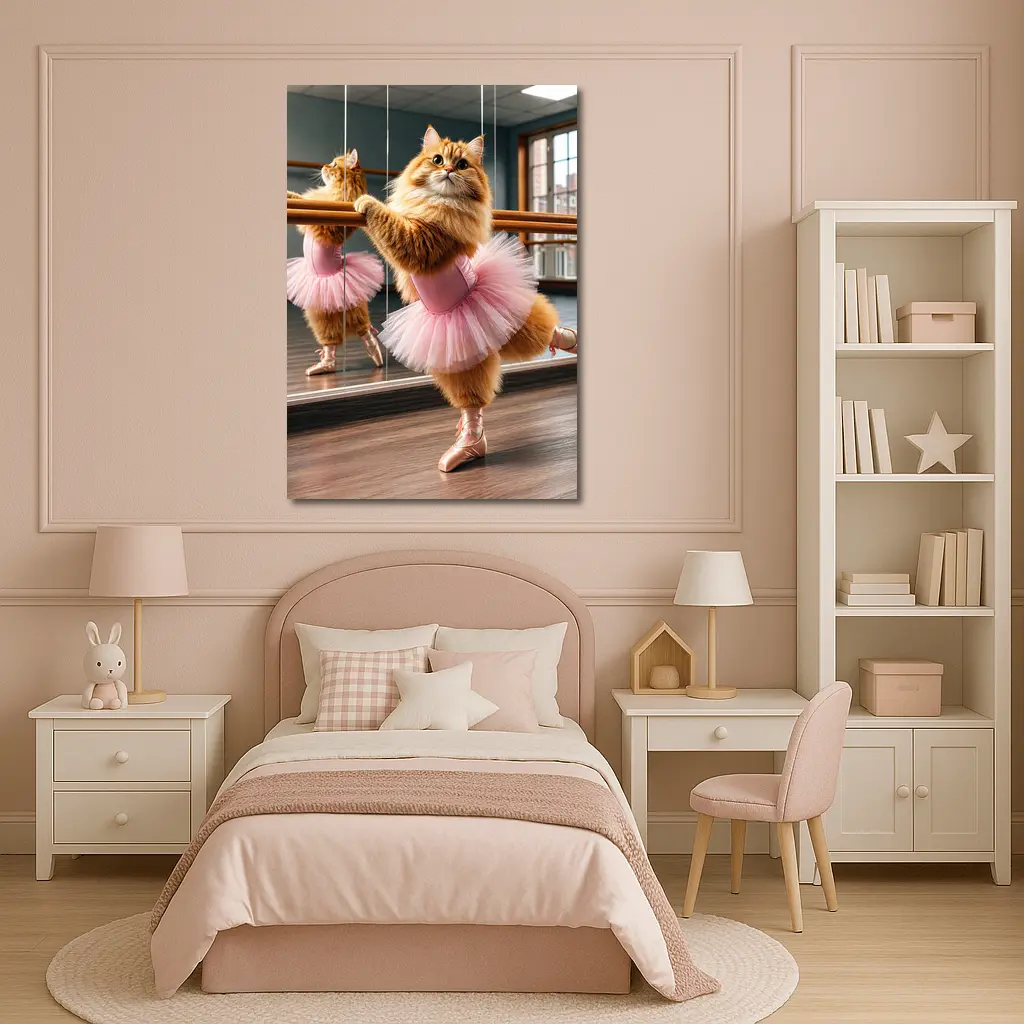 Fluffy Orange Cat Ballet Dancer Studio – Wall Art