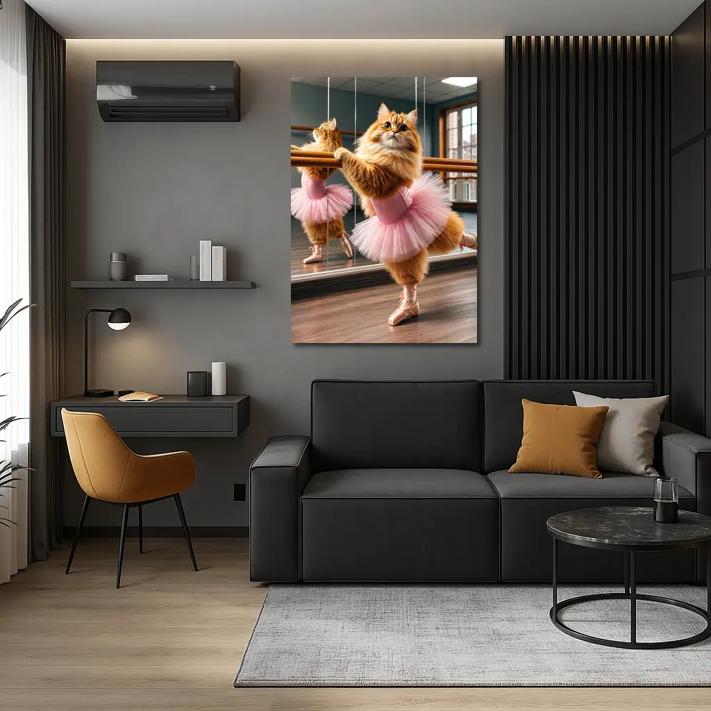 Fluffy Orange Cat Ballet Dancer Studio – Wall Art