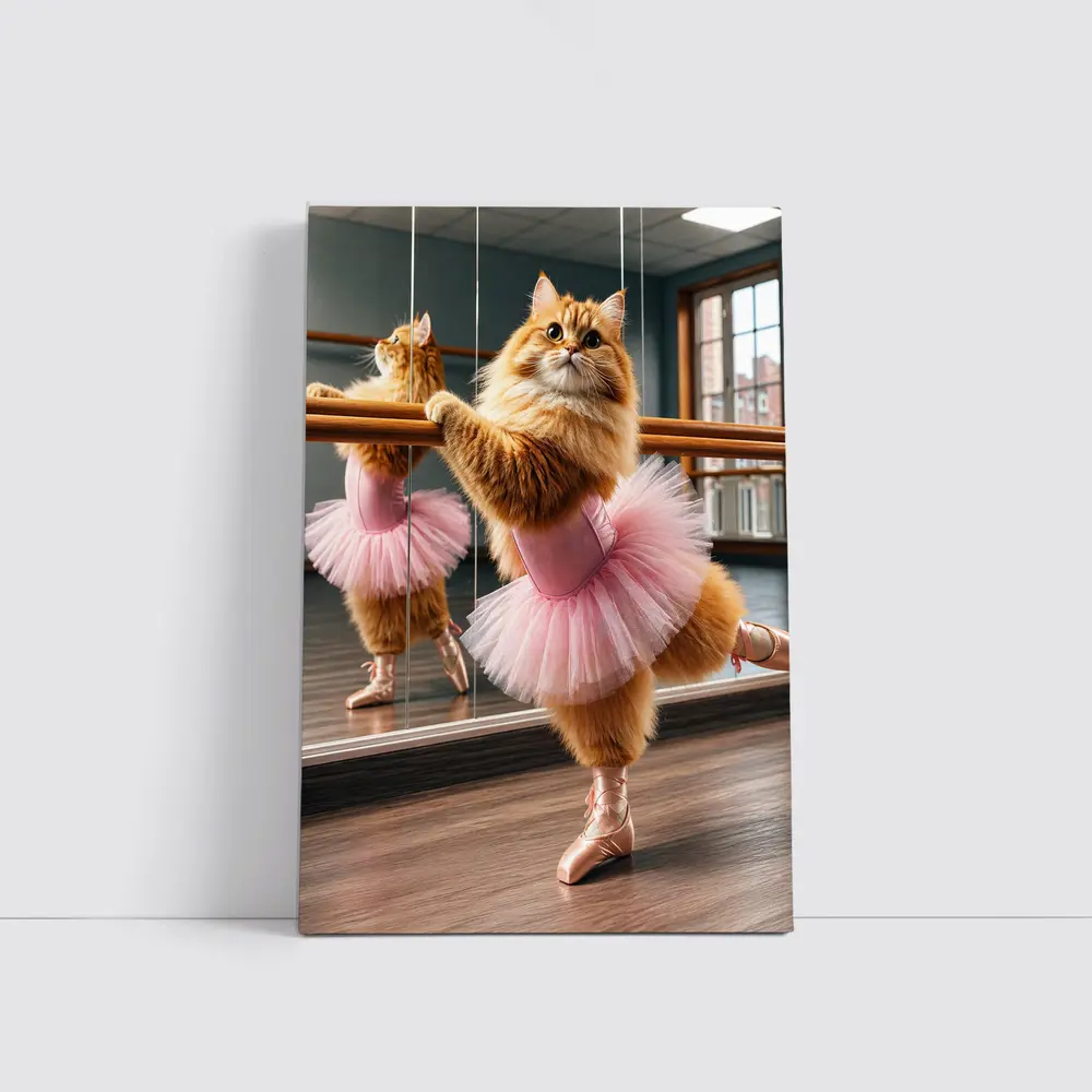 Fluffy Orange Cat Ballet Dancer Studio – Wall Art