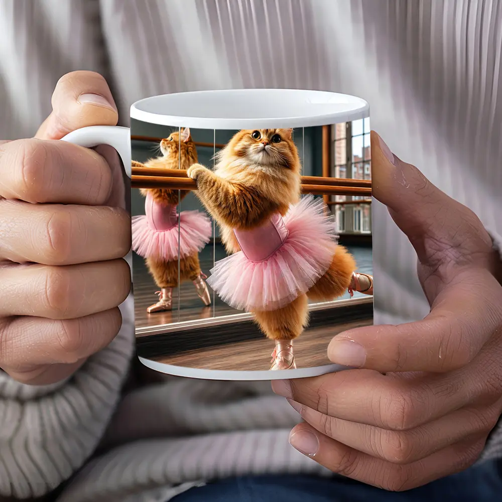 Fluffy Orange Cat Ballet Dancer Studio – Mugs