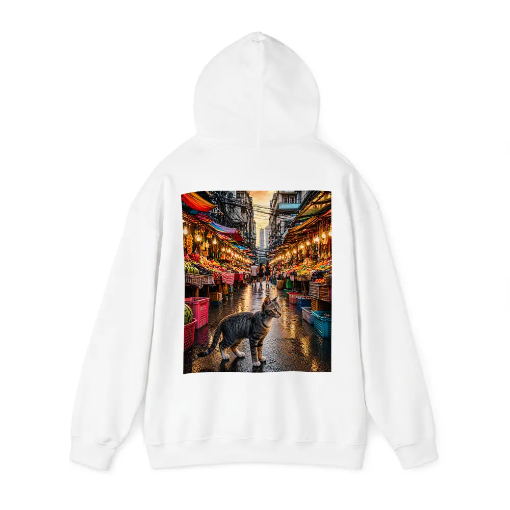 Tabby Cat Bangkok Street Market Sunset – Hoodies