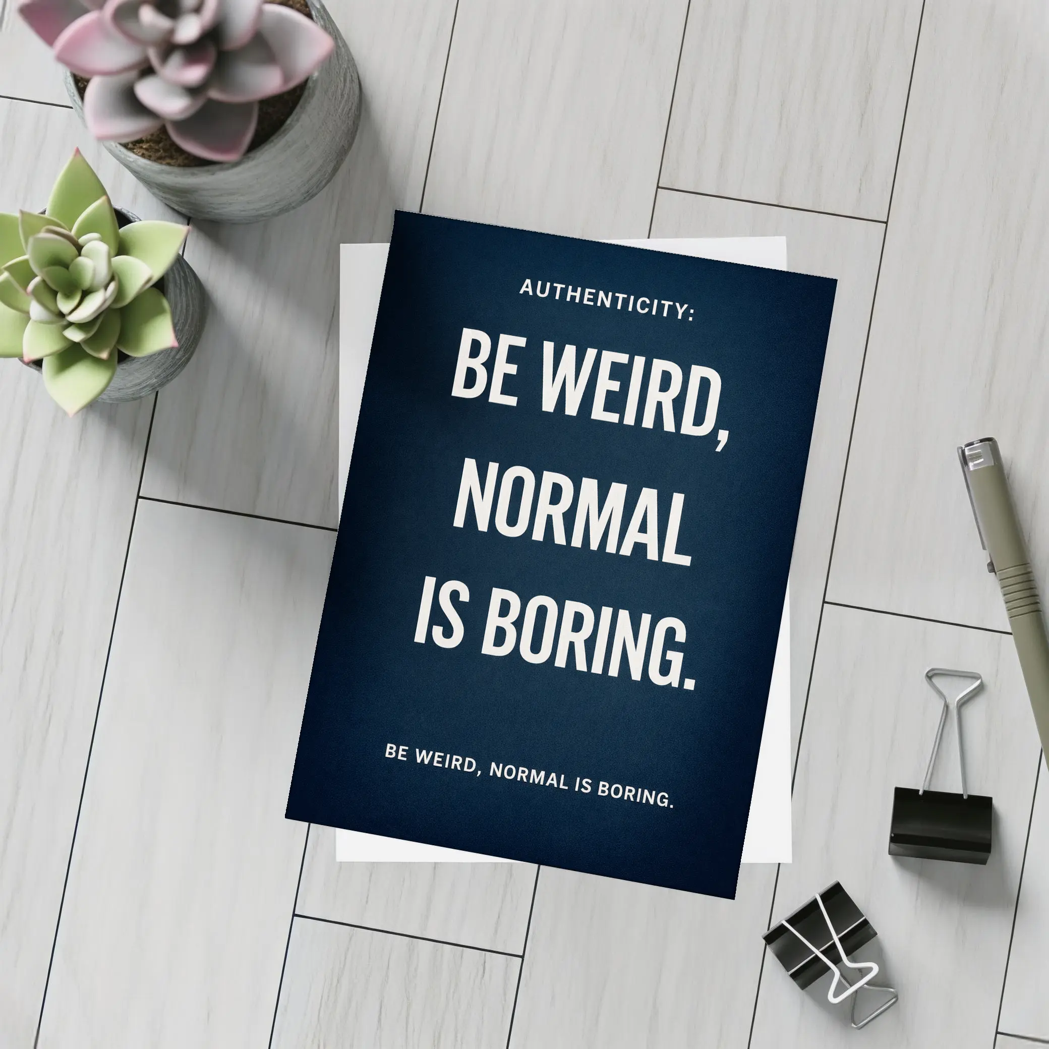 Be Weird Normal Is Boring Dark Quote – Postcards