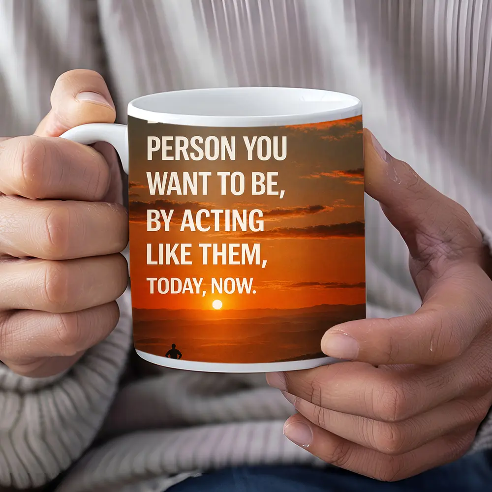 Motivational Quote Sunset Silhouette Person – Mugs