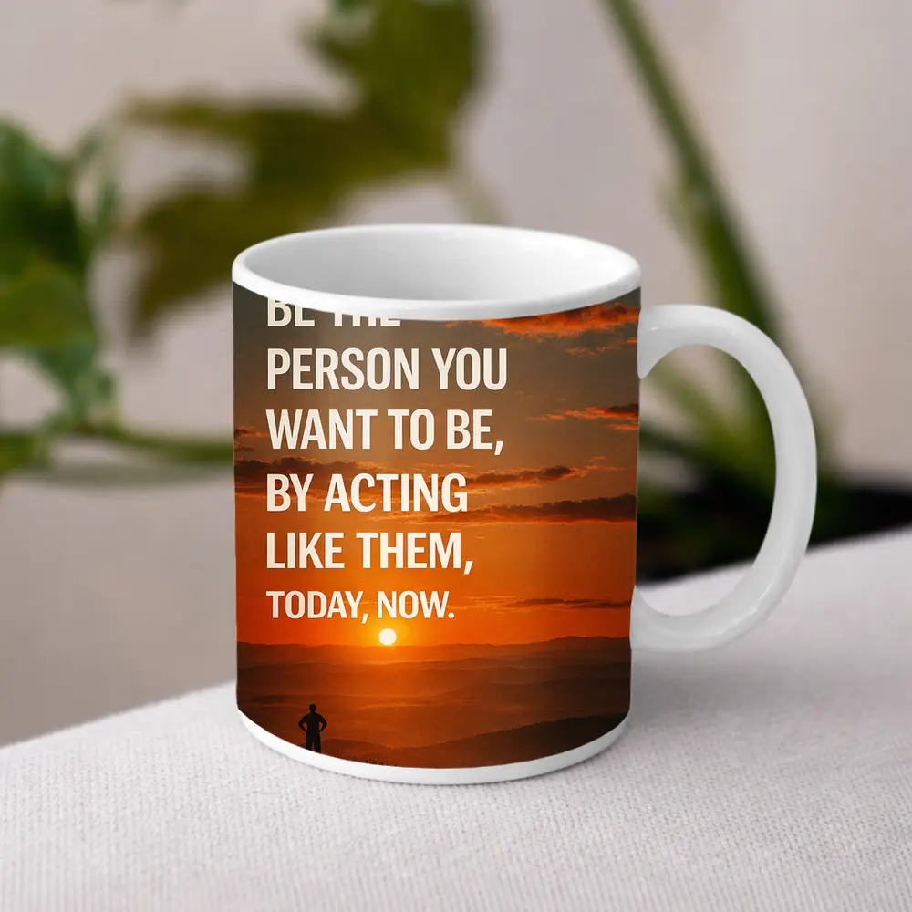 Motivational Quote Sunset Silhouette Person – Mugs