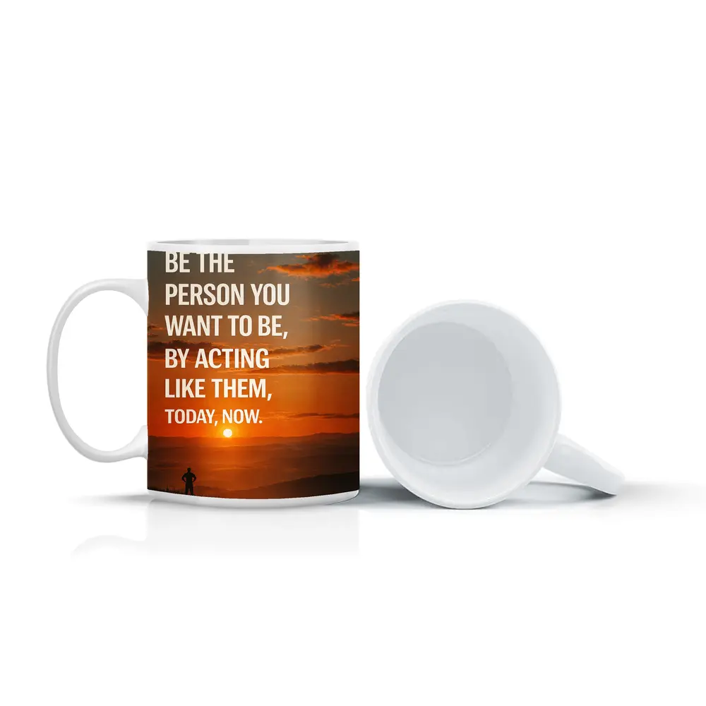 Motivational Quote Sunset Silhouette Person – Mugs