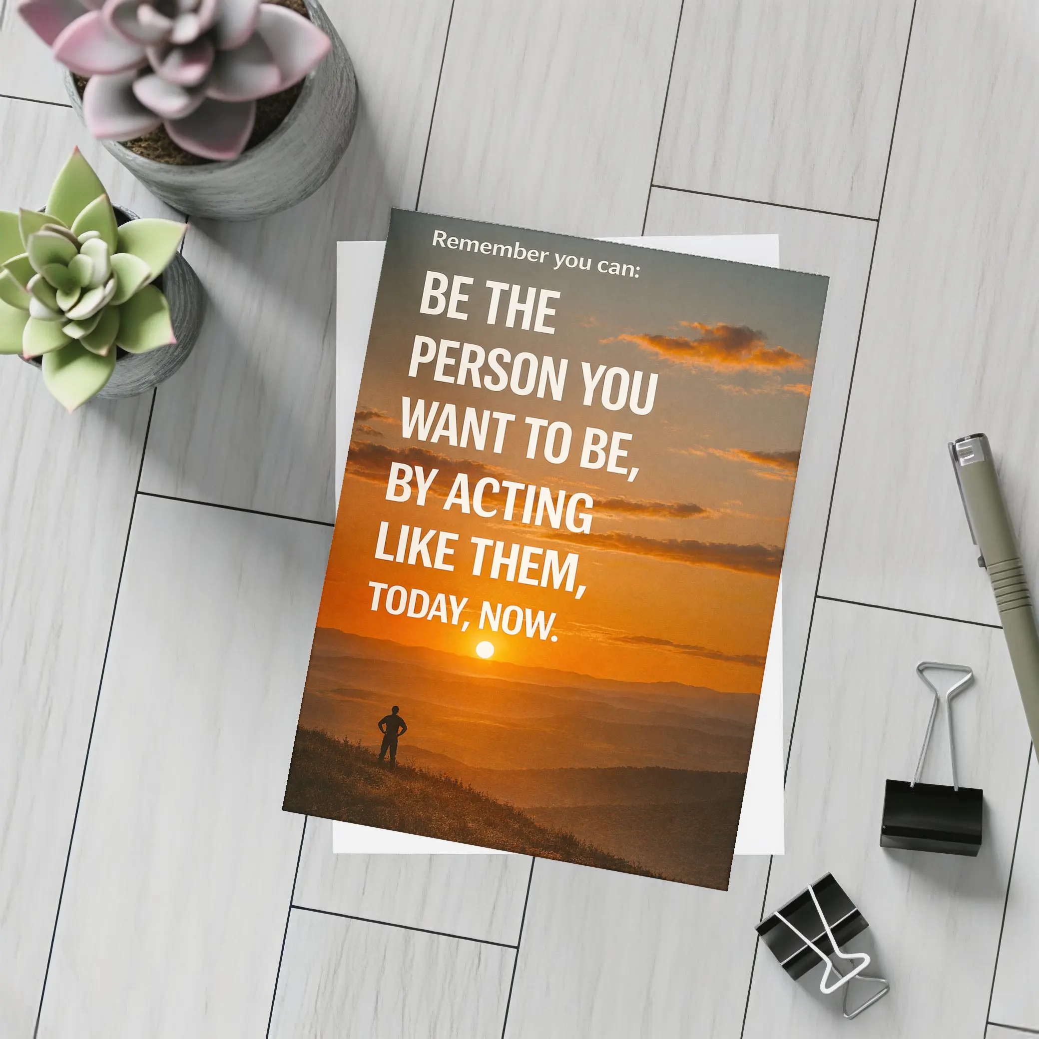 Motivational Quote Sunset Silhouette Person – Postcards