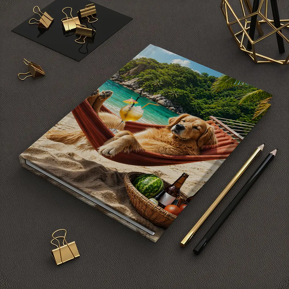 Golden Retriever Relaxing on Beach Hammock – Notebooks