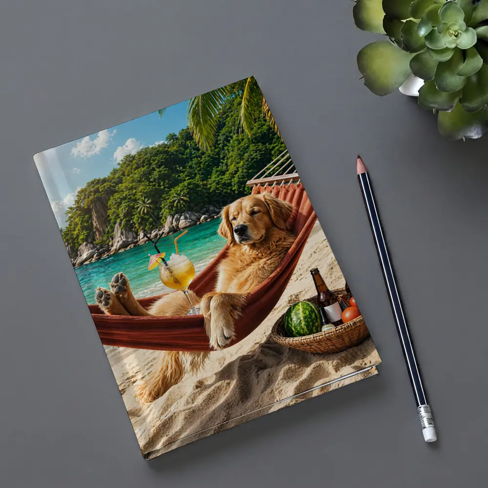 Golden Retriever Relaxing on Beach Hammock – Notebooks