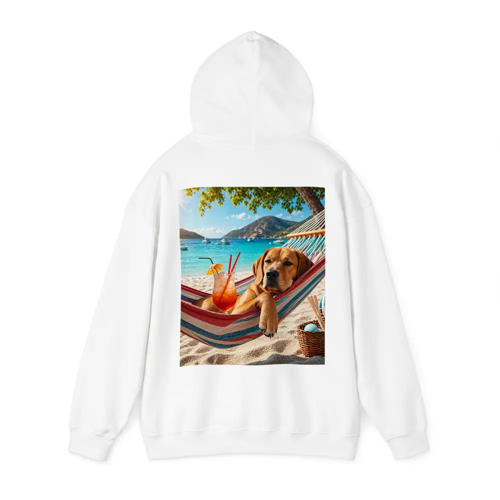 Labrador Relaxing in Beach Hammock with Cocktail – Hoodies